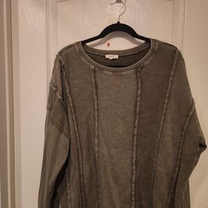Easel Olive Green Knit Top